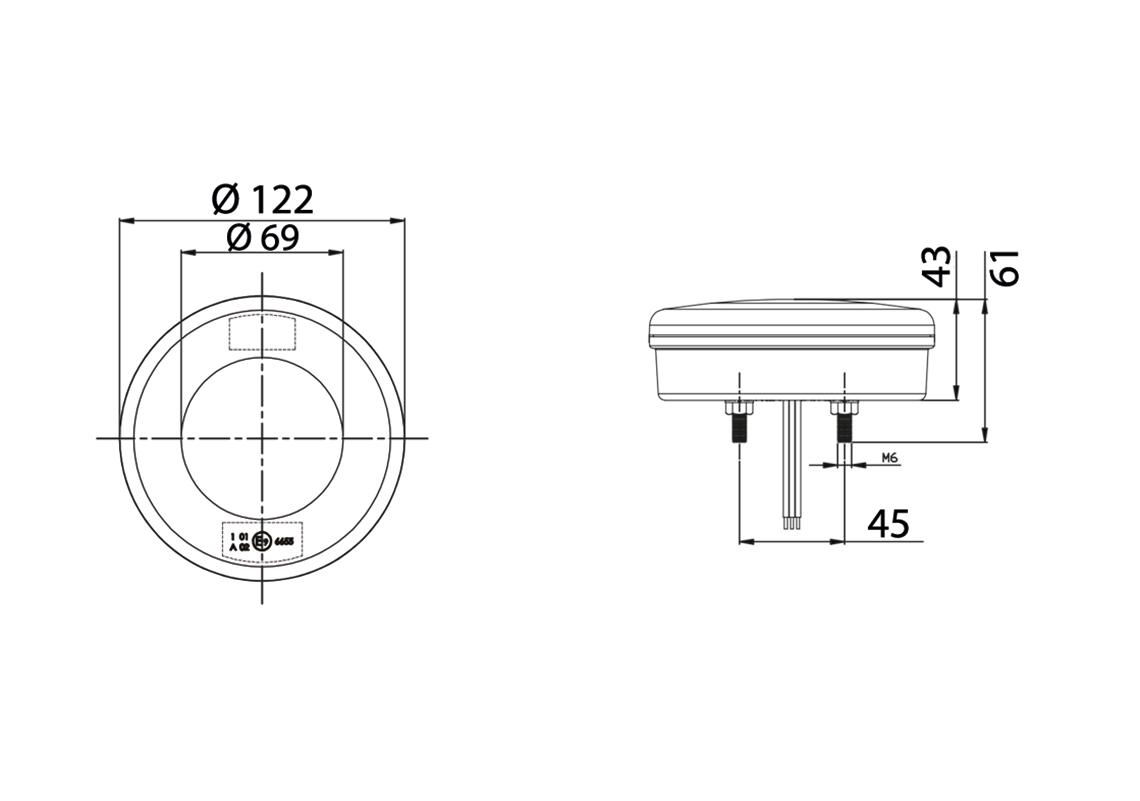 Round fog/reverse lamp LED